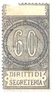 Marca da Bollo del Comune di 1) MARCHE GENERICHE 1)REGNO su Carta Bianca Sottile di dimensioni 24 x 44 mm