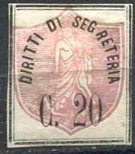 Marca da Bollo del Comune di 1) MARCHE GENERICHE 1)REGNO su Carta Bianca Sottile di dimensioni 27 X 30,5 mm