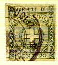 Marca da Bollo del Comune di 1) MARCHE GENERICHE 1)REGNO su Carta Bianca di dimensioni 21,5 x 25,5 mm