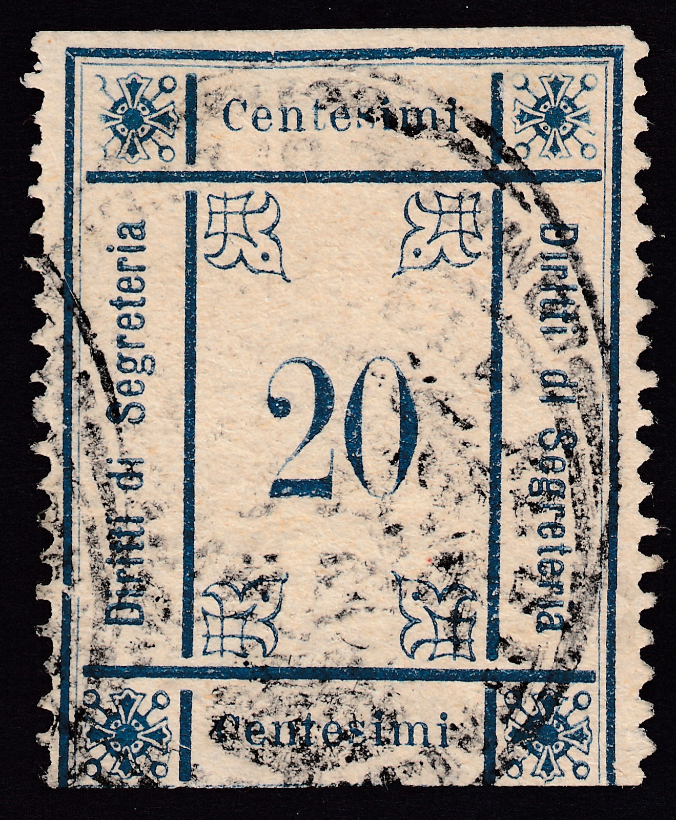 Marca da Bollo del Comune di 1) MARCHE GENERICHE 1)REGNO su Carta Bianca Sottile di dimensioni 26,5 x 35 mm