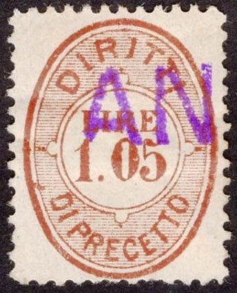 Marca da Bollo del Comune di 1) MARCHE GENERICHE 1)REGNO su Carta Bianca di dimensioni 18,5 x 29 mm