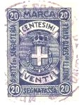 Marca da Bollo del Comune di 1) MARCHE GENERICHE 1)REGNO su Carta Bianca Sottile di dimensioni 22,5 x 31 mm