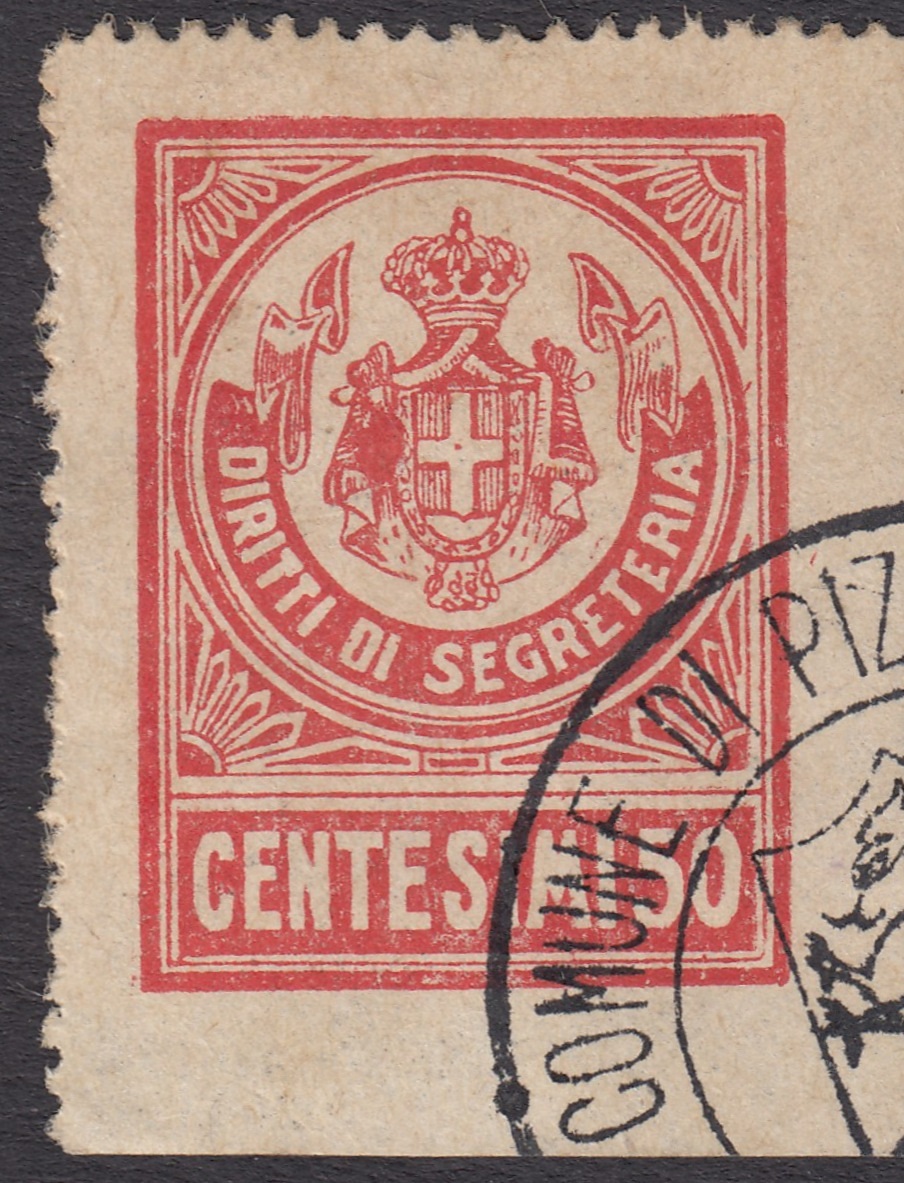 Marca da Bollo del Comune di 1) MARCHE GENERICHE 1)REGNO su Carta Bianca di dimensioni 22,5 x 31 mm
