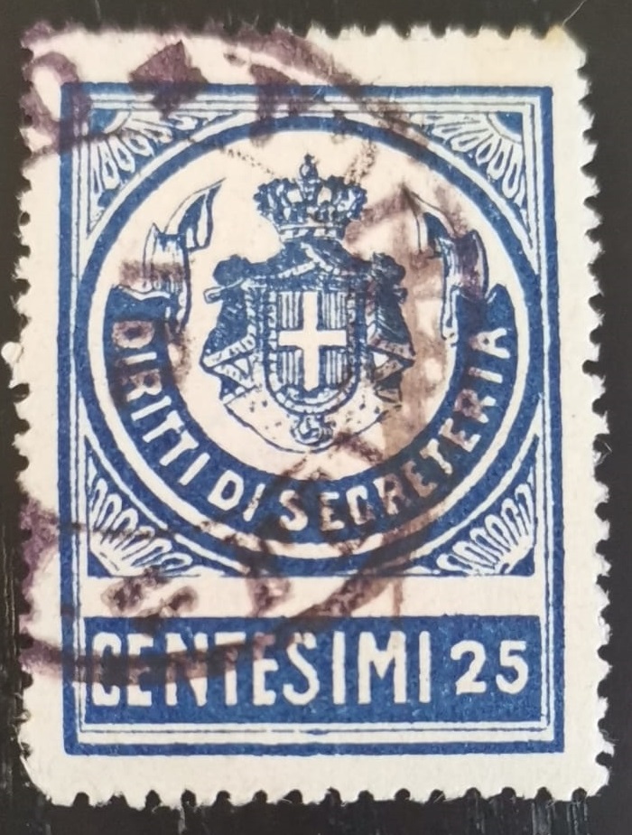 Marca da Bollo del Comune di 1) MARCHE GENERICHE 1)REGNO su Carta Bianca di dimensioni 23,5 x 32 mm