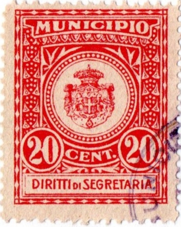 Marca da Bollo del Comune di 1) MARCHE GENERICHE 1)REGNO su Carta Bianca di dimensioni 24 x 30 mm