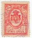 Marca da Bollo del Comune di 1) MARCHE GENERICHE 1)REGNO su Carta Bianca Sottile di dimensioni 24 x 32 mm