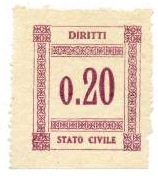 Marca da Bollo del Comune di 1) MARCHE GENERICHE 1)REGNO su Carta Bianca Sottile di dimensioni 27 x 31 mm