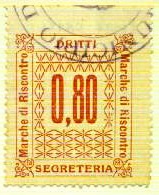 Marca da Bollo del Comune di 1) MARCHE GENERICHE 1)REGNO su Carta Bianca Sottile di dimensioni 27 x 33,5 mm