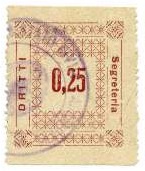 Marca da Bollo del Comune di 1) MARCHE GENERICHE 1)REGNO su Carta Bianca Sottile di dimensioni 27 x 31 mm