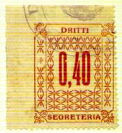 Marca da Bollo del Comune di 1) MARCHE GENERICHE 1)REGNO su Carta Bianca Sottile di dimensioni 26,5 x 33 mm
