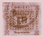 Marca da Bollo del Comune di 1) MARCHE GENERICHE 1)REGNO su Carta Bianca Sottile di dimensioni 30 x 27 mm