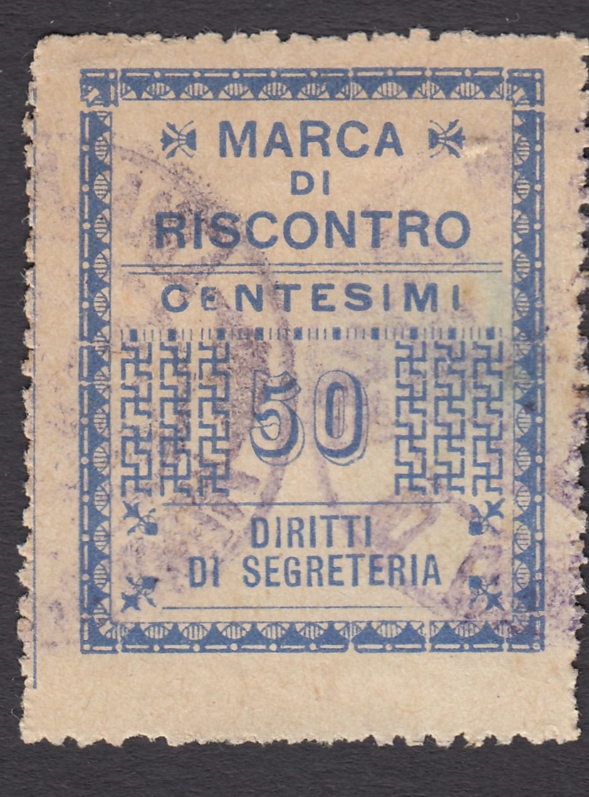 Marca da Bollo del Comune di 1) MARCHE GENERICHE 1)REGNO su Carta Bianca Sottile di dimensioni 27 x 34 mm