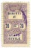 Marca da Bollo del Comune di 1) MARCHE GENERICHE 1)REGNO su Carta Bianca Sottile di dimensioni 20 x 35 mm