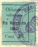 Marca da Bollo del Comune di 1) MARCHE GENERICHE 1)REGNO su Carta Bianca di dimensioni 25 x 31 mm