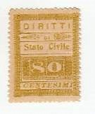 Marca da Bollo del Comune di 1) MARCHE GENERICHE 1)REGNO su Carta Bianca di dimensioni 23 x 29,5 mm