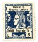Marca da Bollo del Comune di ABBADIA LARIANA su Carta Bianca di dimensioni 23 x 29 mm