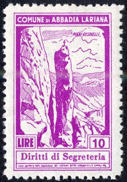 Marca da Bollo del Comune di ABBADIA LARIANA su Carta Bianca di dimensioni 22 x 35 mm