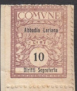 Marca da Bollo del Comune di ABBADIA LARIANA su Carta Bianca di dimensioni 22 x 28 mm