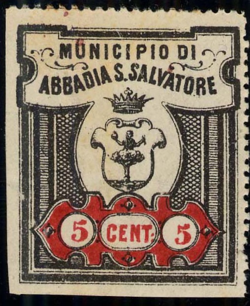 Marca da Bollo del Comune di ABBADIA SAN SALVATORE su Carta Bianca di dimensioni 31 x 35 mm