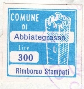 Marca da Bollo del Comune di ABBIATEGRASSO su Carta Bianca di dimensioni 20 x 20 mm