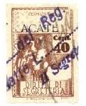 Marca da Bollo del Comune di ACATE su Carta Bianca di dimensioni 21 X 32 mm