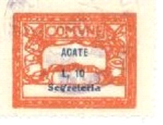 Marca da Bollo del Comune di ACATE su Carta Bianca di dimensioni 28 X 22 mm