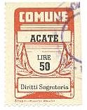 Marca da Bollo del Comune di ACATE su Carta Bianca di dimensioni 21 X 33,5 mm