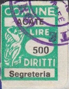 Marca da Bollo del Comune di ACATE su Carta Bianca di dimensioni 14,5 X 19,5 mm