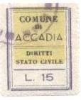 Marca da Bollo del Comune di ACCADIA su Carta Bianca di dimensioni 21 x 29 mm