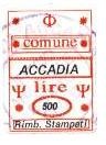Marca da Bollo del Comune di ACCADIA su Carta Bianca di dimensioni 19 x 27 mm