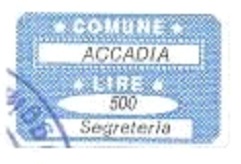 Marca da Bollo del Comune di ACCADIA su Carta Bianca di dimensioni 24,5 X 15 mm
