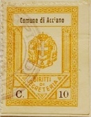 Marca da Bollo del Comune di ACCIANO su Carta Bianca di dimensioni 22,5 x 29 mm