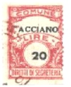 Marca da Bollo del Comune di ACCIANO su Carta Bianca di dimensioni 22,5 x 29 mm