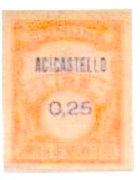 Marca da Bollo del Comune di ACI CASTELLO su Carta Bianca di dimensioni 22 x 29 mm