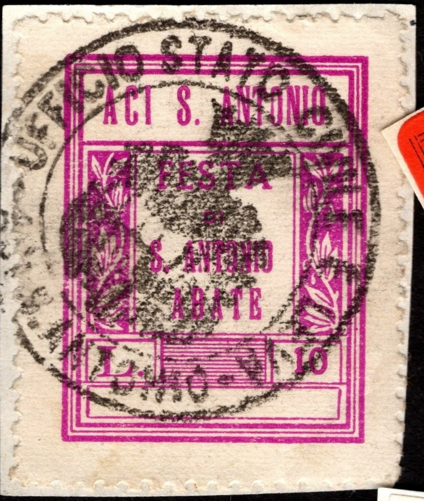 Marca da Bollo del Comune di ACI SANT´ANTONIO su Carta Bianca di dimensioni 22 x 28 mm
