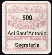 Marca da Bollo del Comune di ACI SANT´ANTONIO su Carta Bianca di dimensioni 19 x 21 mm