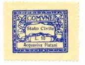 Marca da Bollo del Comune di ACQUAVIVA PLATANI su Carta Bianca di dimensioni 29 x 21,5 mm