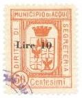 Marca da Bollo del Comune di ACQUI TERME su Carta Bianca Sottile di dimensioni 22 x 28,5 mm