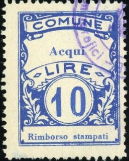 Marca da Bollo del Comune di ACQUI TERME su Carta Bianca di dimensioni 22,5 x 29 mm