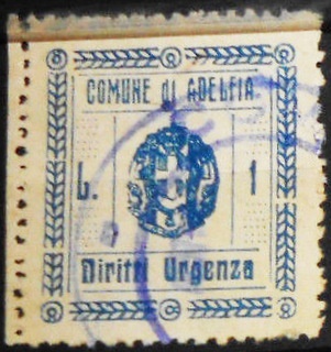 Marca da Bollo del Comune di ADELFIA su Carta Bianca Sottile di dimensioni 28 x 28 mm