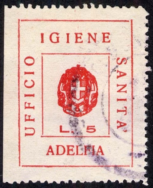 Marca da Bollo del Comune di ADELFIA su Carta Bianca di dimensioni 26,5 x 33 mm