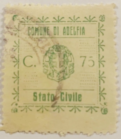 Marca da Bollo del Comune di ADELFIA su Carta Bianca di dimensioni 22 x 28 mm