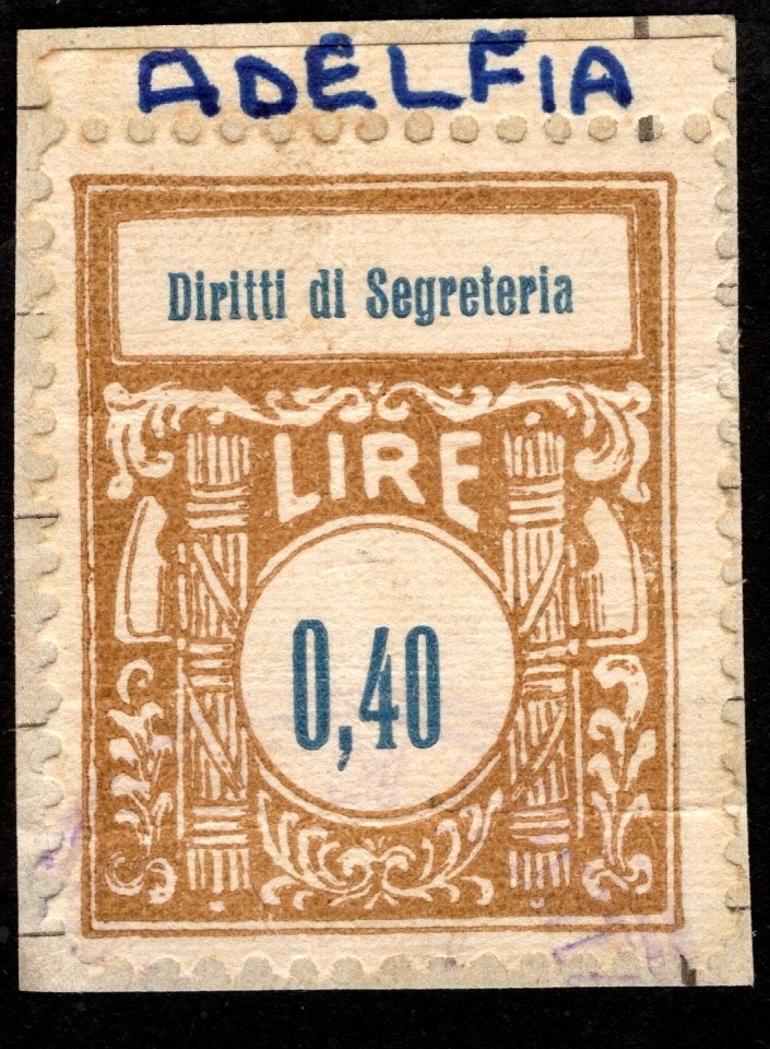 Marca da Bollo del Comune di ADELFIA su Carta Bianca di dimensioni 22 x 35 mm