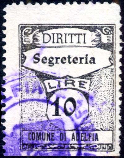 Marca da Bollo del Comune di ADELFIA su Carta Bianca di dimensioni 22 x 29 mm