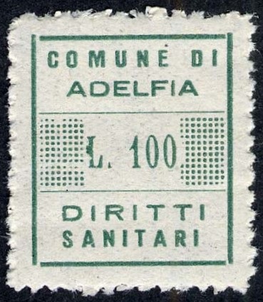 Marca da Bollo del Comune di ADELFIA su Carta Bianca di dimensioni 19 x 22 mm