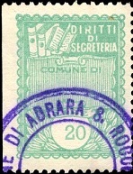 Marca da Bollo del Comune di ADRARA SAN ROCCO su Carta Bianca di dimensioni mm