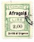 Marca da Bollo del Comune di AFRAGOLA su Carta Bianca Sottile di dimensioni 21,5 X 28,5 mm