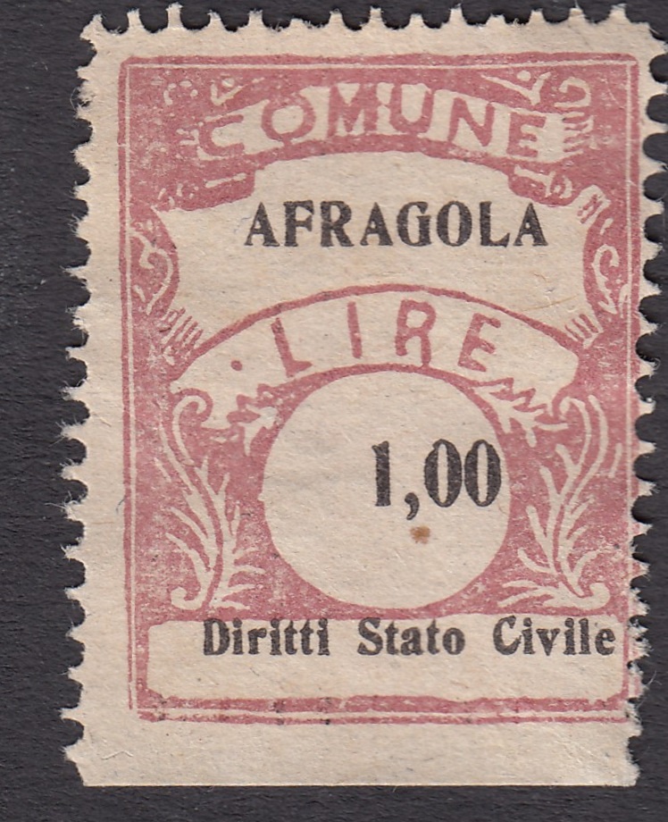 Marca da Bollo del Comune di AFRAGOLA su Carta Bianca di dimensioni 23 x 29 mm