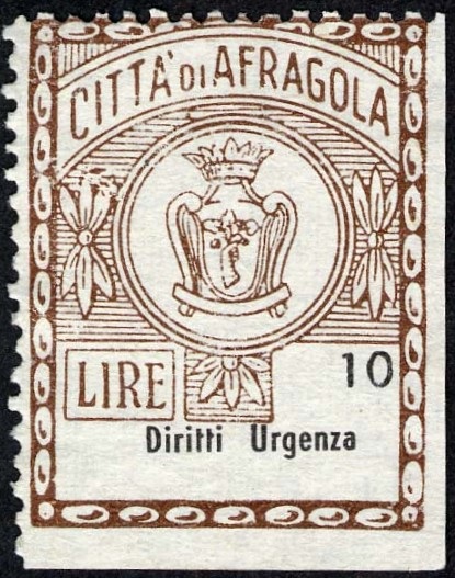 Marca da Bollo del Comune di AFRAGOLA su Carta Bianca di dimensioni 25 x 33 mm