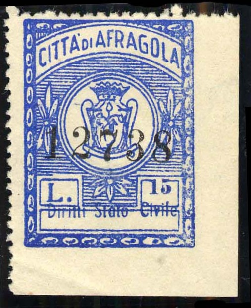 Marca da Bollo del Comune di AFRAGOLA su Carta Bianca di dimensioni 23 x 31 mm